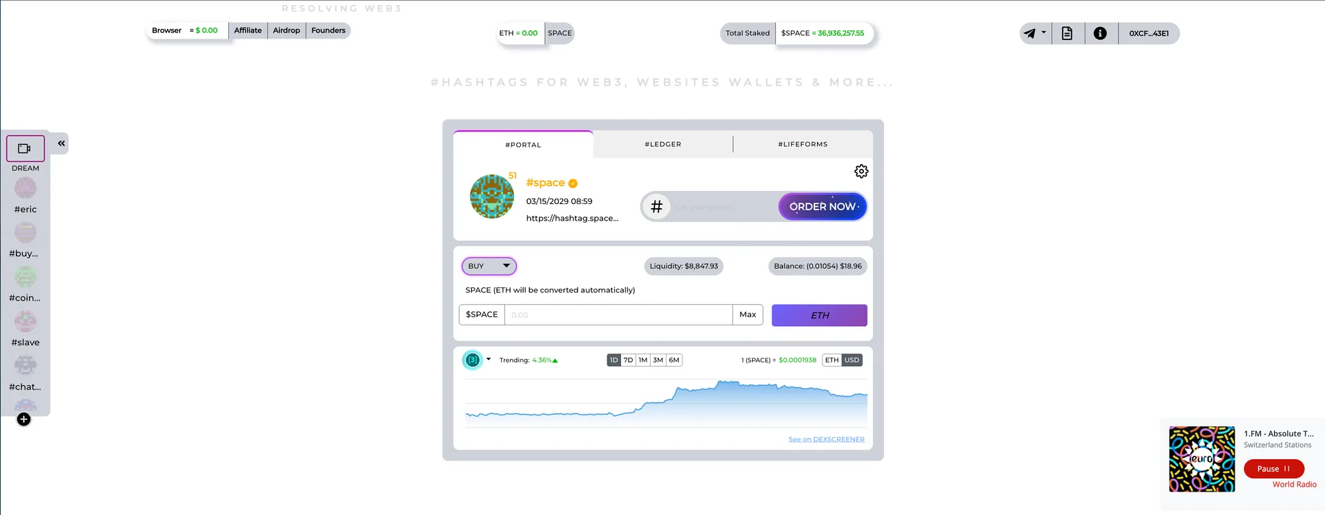Preview of hashtag.space